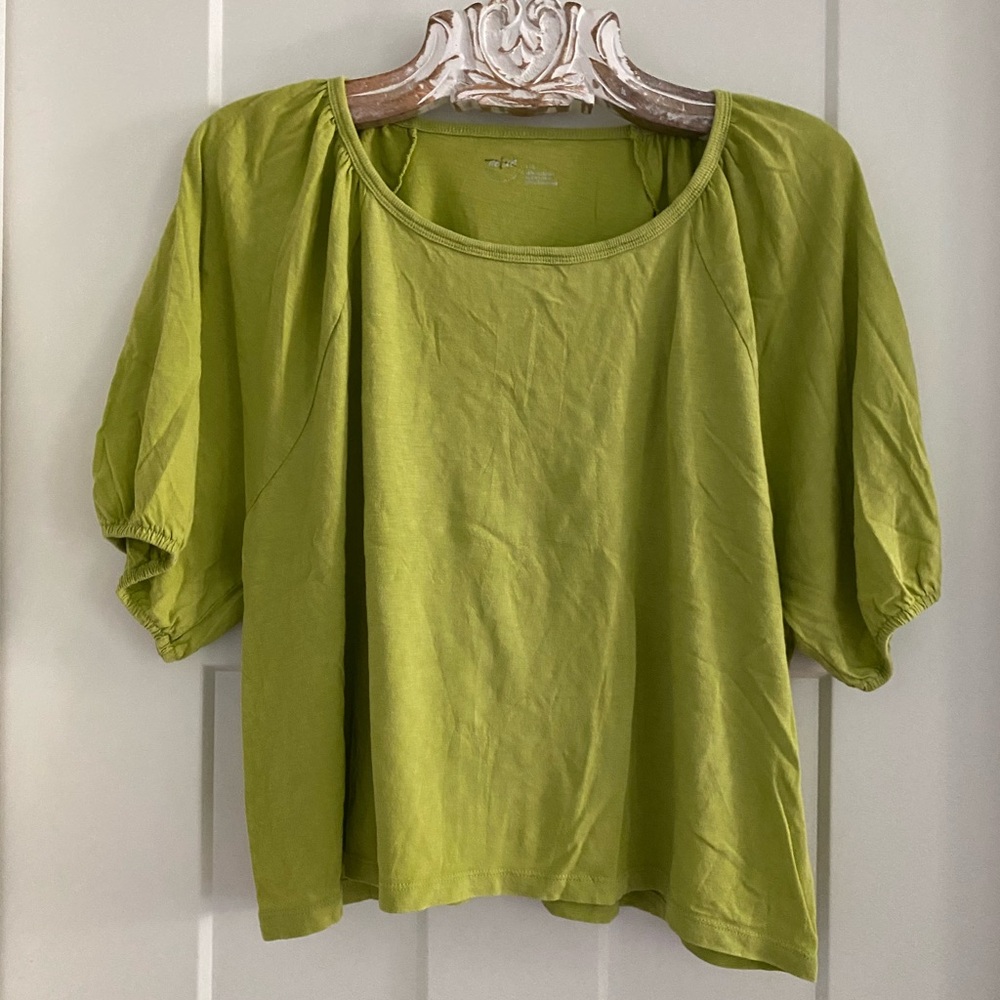 Aerie Lime Green Puff Sleeve Blouse